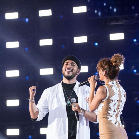 Exclusif - Slimane et Tal - Enregistrement de l'émission "Goldman, 40 ans de chansons" à la Seine Musicale à Boulogne-Billancourt, qui sera diffusée le 26 janvier 2018 sur TF1. Le 6 juin 2017 © Cyril Moreau-Veeren Ramsamy / Bestimage