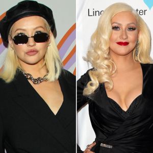 Christina Aguilera avant et après : à gauche en 2018 et à droite en 2015.