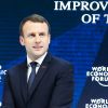 Le président de la République française Emmanuel Macron lors de son discours au Forum économique mondial de Davos, Suisse, le 24 janvier 2018. © Stéphane Lemouton/Bestimage