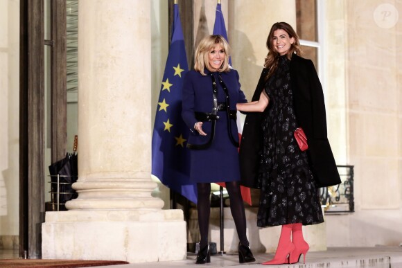 Brigitte Macron (Trogneux) accueille la première dame de la république d'Argentine Juliana Awada au Palais de l'Elysée à Paris le 26 janvier 2018. © Stéphane Lemouton / Bestimage