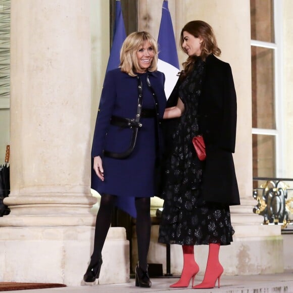 Brigitte Macron (Trogneux) accueille la première dame de la république d'Argentine Juliana Awada au Palais de l'Elysée à Paris le 26 janvier 2018. © Stéphane Lemouton / Bestimage