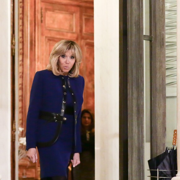 Brigitte Macron (Trogneux) accueille la première dame de la république d'Argentine Juliana Awada au Palais de l'Elysée à Paris le 26 janvier 2018. © Stéphane Lemouton / Bestimage