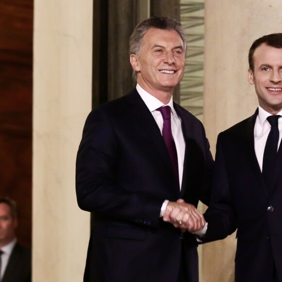 Le Président de la république Emmanuel Macron reoit le président de l'Argentine, Mauricio Macri pour un entretien au Palais de l'Elysée. Paris, le 26 janvier 2018. © Stéphane Lemouton/Bestimage