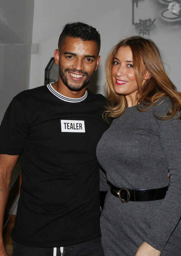 Exclusif - Brahim Zaibat et sa compagne Widad lors de l'inauguration du "Shelby", le nouveau bar à cocktails de Brahim Zaibat et son associé Stéphane Pelletier boulevard Sébastopol, à Paris, France, le 24 janvier 2018. © Denis Guignebourg/Bestimage