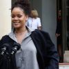 La chanteuse Rihanna parle à la presse en sortant du palais de l'Elysée, où elle a été reçue par le président de la République, à Paris, le 26 juillet 2017 © Stéphane Lemouton / Bestimage