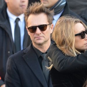 David Hallyday, Laura Smet, Laeticia Hallyday et ses filles Joy et Jade - Arrivées des personnalités en l'église de La Madeleine pour les obsèques de Johnny Hallyday à Paris le 8 decembre 2017. © Veeren/Bestimage