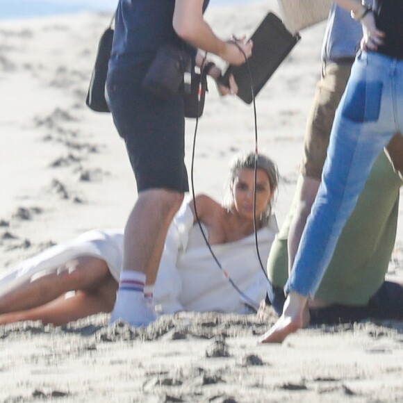 Exclusif - Kim Kardashian lors d'un photoshoot sur la plage à Malibu, le 22 janvier 2018.