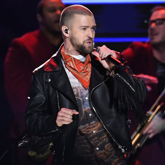 Justin Timberlake assure le show de la mi-temps lors du Super Bowl à Minneapolis, le 1 février 2018.