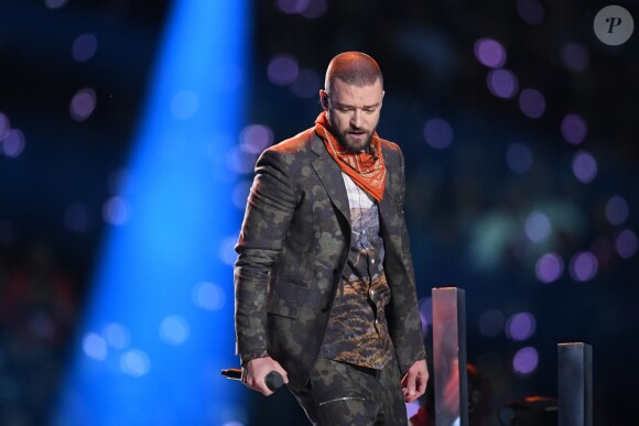 Justin Timberlake assure le show de la mi-temps lors du Super Bowl à Minneapolis, le 1 février 2018.