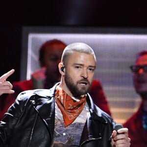 Justin Timberlake assure le show de la mi-temps lors du Super Bowl à Minneapolis, le 1 février 2018.