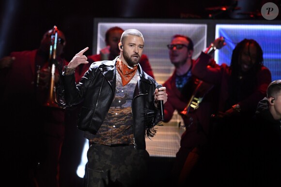 Justin Timberlake assure le show de la mi-temps lors du Super Bowl à Minneapolis, le 1 février 2018.