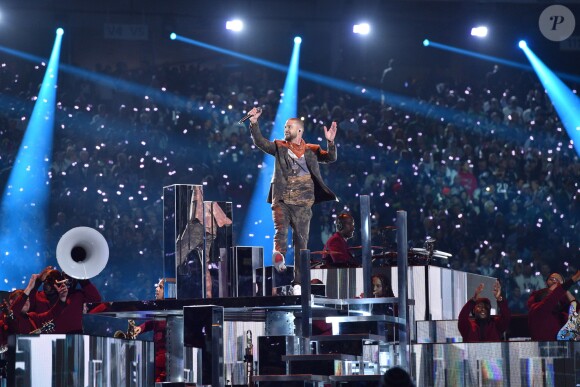 Justin Timberlake assure le show de la mi-temps lors du Super Bowl à Minneapolis, le 1 février 2018.