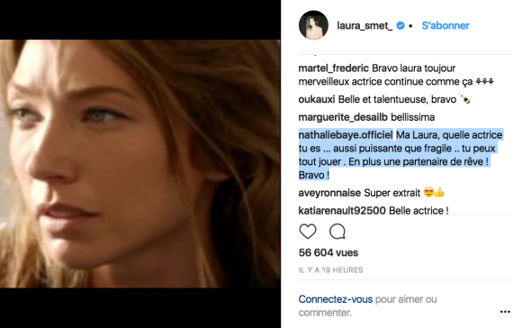 Laura Smet félicitée pour sa nomination par sa mère, Nathalie Baye, sur Insagram le 5 février 2018.