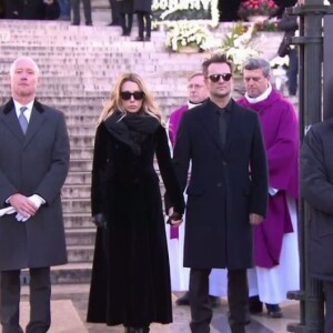 Laura Smet et David Hallyday - Obsèques de Johnny Hallyday à l'église de la Madeleine, à Paris, le 9 décembre 2017