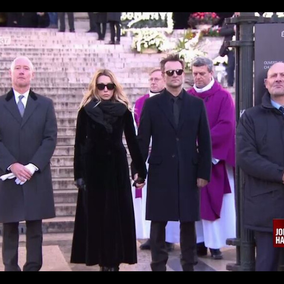 Laura Smet et David Hallyday - Obsèques de Johnny Hallyday à l'église de la Madeleine, à Paris, le 9 décembre 2017