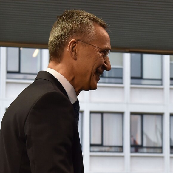 Jens Stoltenberg, Angelina Jolie - Angelina Jolie en visite au siège de l'OTAN à Bruxelles en Belgique le 31 janvier 2018.