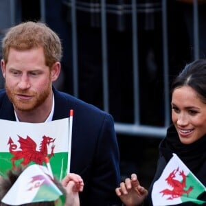 Le prince Harry et sa fiancée Meghan Markle visitent le château de Cardiff, Royaume Uni, le 18 janvier 2018.