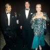 David Hallyday, Tony Scotti et Sylvie Vartan en 1985 lors de la soirée du lancement du parfum Poison de Dior.