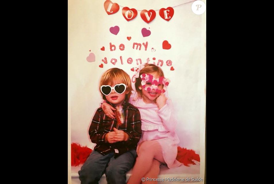 Le prince Nicolas et la princesse Leonore de Suède, enfants de la princesse Madeleine et de Christopher O&#039;Neill, photo Facebook partagée par la princesse Madeleine pour la Saint-Valentin le 14 février 2018. © Princesse Madeleine de Suède