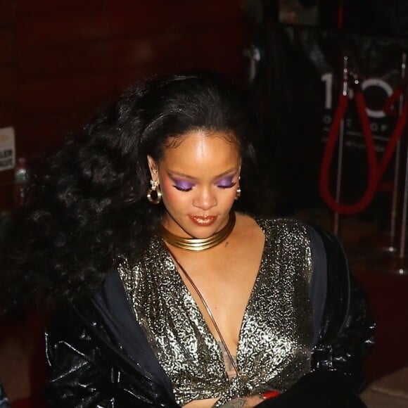 Rihanna et son compagnon Hassan Jameel à la sortie du club 1OAK après la soirée des Grammy Awards à New York. Le 28 janvier 2018