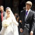 Le prince Ernst August de Hanovre (Jr.) et Ekaterina Malysheva lors de leur mariage religieux à Hanovre en Allemagne le 8 juillet 2017. Le couple a accueilli le 22 février 2018 son premier enfant, Elisabeth.