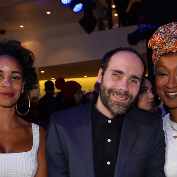 Alicia Fall, Nadège Beausson-Diagne et son compagnon Geoffroy Jeff Tekeyan - People au défilé de mode automne-hiver 2018/2019 "Christophe Guillarmé, Nerfetiti" à l'Atelier Renault à Paris le 28 février 2018. © CVS-Veeren/Bestimage