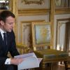 Le président Emmanuel Macron reçoit Adeline Hazan auteure du rapport à propos des lieux de privation de liberté au palais de l'Elysée à Paris le 28 février 2018. © Hamilton / Pool / Bestimage 28/02/2018 - Paris