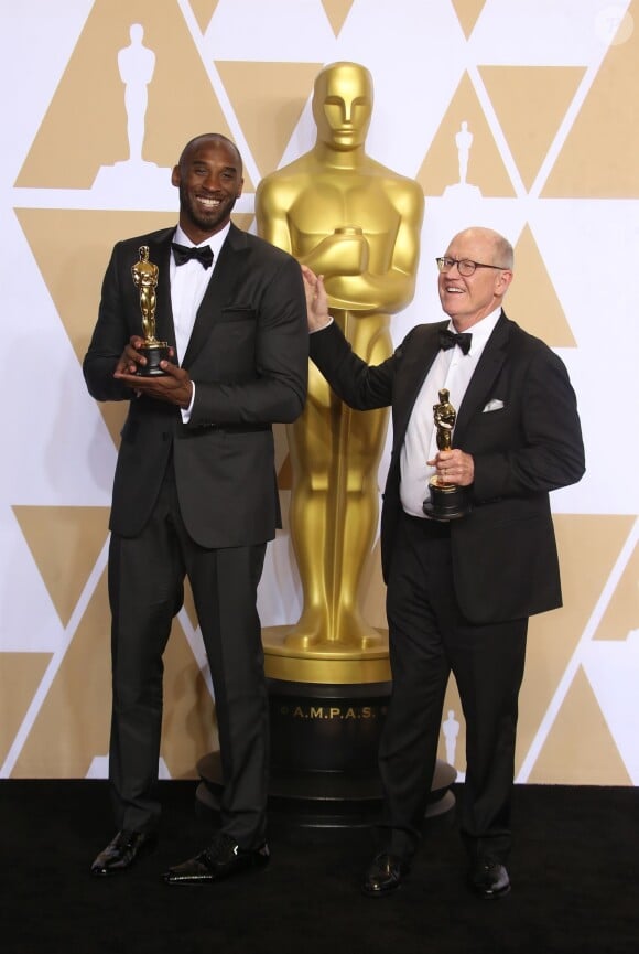 Kobe Bryant à la press room de la 90ème cérémonie des Oscars 2018 au théâtre Dolby à Los Angeles, le 4 mars 2018