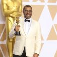 Jordan Peele (Oscar du meilleur scénario original pour 'Get Out') à la press room de la 90ème cérémonie des Oscars 2018 au théâtre Dolby à Los Angeles, le 4 mars 2018