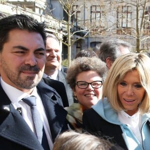 Brigitte Macron a accompagné le ministre de l'Education Nationale, Jean-Michel Blanquer au lycée Carnot de Dijon afin d'y évoquer la lutte contre le harcèlement à l'école à Dijon le 5 mars 2018 © Dominique Jacovides/Bestimage