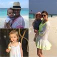 La princesse Madeleine de Suède a publié jeudi 21 janvier 2016 sur sa page Facebook des photos de ses vacances en famille aux Maldives, avec son mari Christopher et leurs enfants la princesse Leonore, bientôt 2 ans, et le prince Nicolas, 7 mois. Photomontage Purepeople.