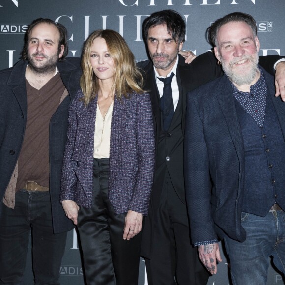 Vincent Macaigne, Vanessa Paradis, son compagnon Samuel Benchetrit (réalisateur) et Bouli Lanners - Avant-première du film "Chien" au cinéma MK2 Bibliothèque à Paris, France, le 5 mars 2018. © Olivier Borde/Bestimage