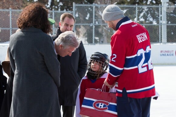Le roi Philippe et la reine Mathilde de Belgique en visite d'état au Canada, visitent l'école primaire "Le Carignan" à Montréal.