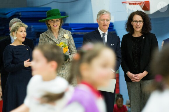 Le roi Philippe et la reine Mathilde de Belgique en visite d'état au Canada, visitent l'école primaire "Le Carignan" à Montréal.