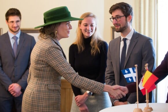 La reine Mathilde de Belgique en visite d'état au Canada avec le roi Philippe de Belgique, rencontre la princesse Louisa Maria de Belgique, étudiante à l'université McGill à Montréal. Le 16 mars 2018.