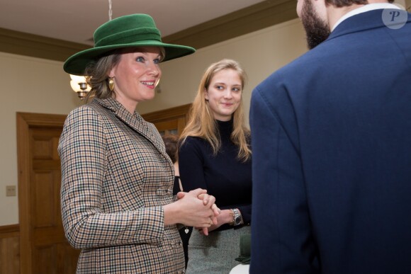 La reine Mathilde de Belgique en visite d'état au Canada avec le roi Philippe de Belgique, rencontre la princesse Louisa Maria de Belgique, étudiante à l'université McGill à Montréal. Le 16 mars 2018.