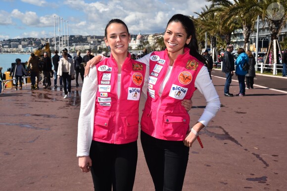 Pauline Ducruet et Schanel Bakkouche - Départ du 28ème Rallye Aicha des Gazelles depuis la Promenade des Anglais à Nice le 17 mars 2018. © Bruno Bebert/Bestimage