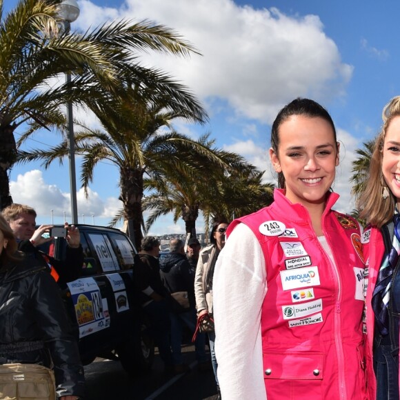 Pauline Ducruet et Jazmin Grace Grimaldi - Départ du 28ème Rallye Aicha des Gazelles depuis la Promenade des Anglais à Nice le 17 mars 2018. © Bruno Bebert/Bestimage