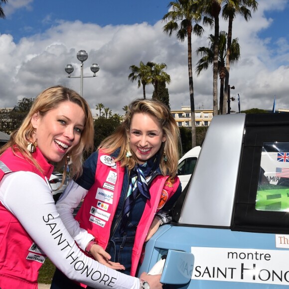 Kiera Chaplin et Jazmin Grace Grimaldi (la fille du prince Albert II de Monaco) - Départ du 28ème Rallye Aicha des Gazelles depuis la Promenade des Anglais à Nice le 17 mars 2018. © Bruno Bebert/Bestimage