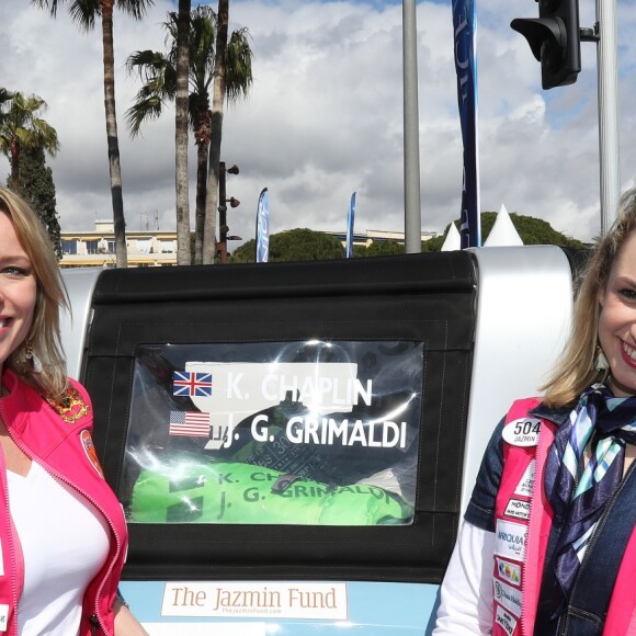 Kiera Chaplin et Jazmin Grace Grimaldi - Départ du 28ème Rallye Aicha des Gazelles depuis la Promenade des Anglais à Nice le 17 mars 2018.