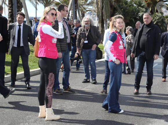 Kiera Chaplin, Jazmin Grace Grimaldi - Départ du 28ème Rallye Aicha des Gazelles depuis la Promenade des Anglais à Nice le 17 mars 2018.