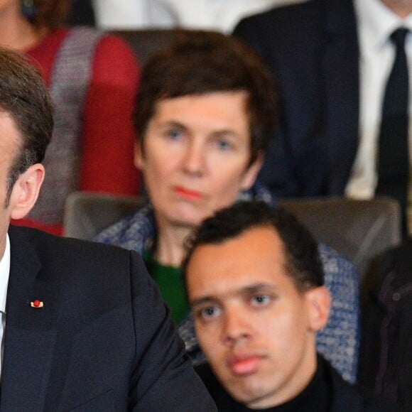 Emmanuel Macron à l'Académie française à Paris, France, la 20 mars 2018. Le chef de l'État a énuméré une trentaine de mesures destinées à renforcer "la place et le rôle" de la langue française et du plurilinguisme dans le monde. © Christian Liewig/Pool/Bestimage