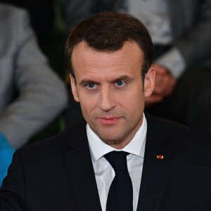 Emmanuel Macron à l'Académie française à Paris, France, la 20 mars 2018. Le chef de l'État a énuméré une trentaine de mesures destinées à renforcer "la place et le rôle" de la langue française et du plurilinguisme dans le monde. © Christian Liewig/Pool/Bestimage