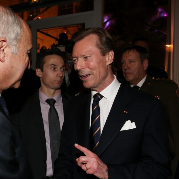 Laurent Fabius et le Grand-Duc Henri de Luxembourg - Soirée au Musée Rodin à l'occasion de la visite d'Etat en France du grand-duc H. de Luxembourg et la grande-duchesse MT. de Luxembourg à Paris le 20 mars 2018. © Dominique Jacovides/Bestimage