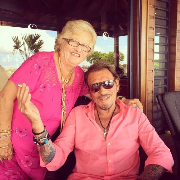 Elyette Boudou, alias Mamie Rock, avec Johnny Hallyday sur Instagram, le 8 août 2015.