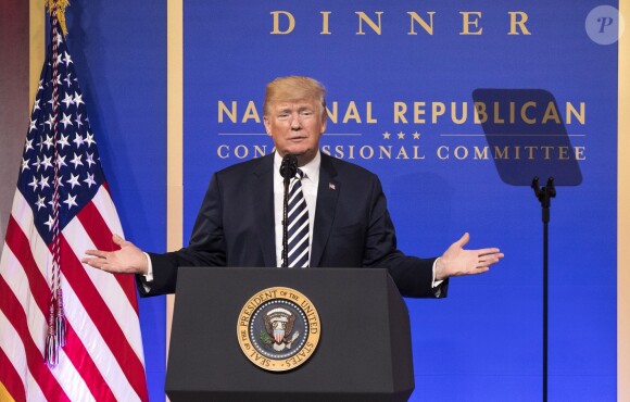Donald Trump lors du dîner "National Republican Congressional Committee March" à Washington. Le 20 mars 2018
