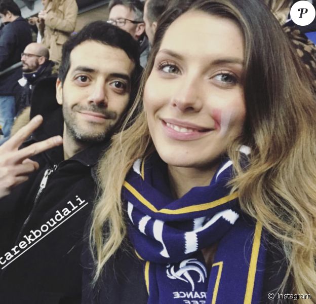 Camille Cerf et Tarek Boudali, duo complice au stade de France vendredi 23 mars 2018 à l'occasion du match opposant la France à la Colombie.