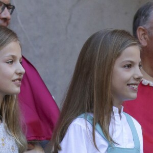Le roi Felipe VI et la reine Letizia d'Espagne, leurs filles la princesse Leonor des Asturies et l'infante Sofia (photo), ainsi que le roi Juan Carlos Ier et la reine Sofia étaient réunis à Palma de Majorque le 1er avril 2018 pour la messe de Pâques.