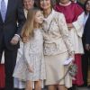 La reine Silvia et la princesse Leonor. Le roi Felipe VI et la reine Letizia d'Espagne, leurs filles la princesse Leonor des Asturies et l'infante Sofia, ainsi que le roi Juan Carlos Ier et la reine Sofia étaient réunis à Palma de Majorque le 1er avril 2018 pour la messe de Pâques.