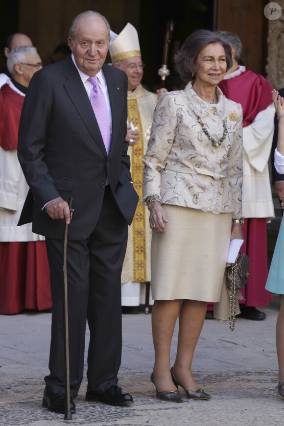 Le roi Felipe VI et la reine Letizia d'Espagne, leurs filles la princesse Leonor des Asturies et l'infante Sofia, ainsi que le roi Juan Carlos Ier et la reine Sofia (photo) étaient réunis à Palma de Majorque le 1er avril 2018 pour la messe de Pâques.